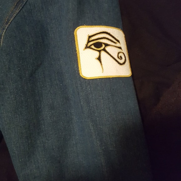 Studded Designer Egyptian Denim blue jean jacket - Picture 3 of 4